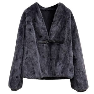 Nouvelle Collection Hiver 2025 – Poncho Court Femme en Velours et <span class=keywords><strong>Fourrure</strong></span> de Vison, Style Vintage, Tendance Jeune et Ample - Product Image 5