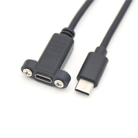 Câble USB 2.0 Type-C Mâle vers Femelle avec gaine en PVC 0,3m 0,5m 1m, rallonge de charge et de données, avec vis de fixation pour ordinateur