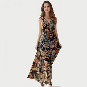 Phụ Nữ Của Mùa Hè Bohemian In Ăn Mặc Giản Dị V Cổ Strapless Cộng Với Kích Thước Nhà Máy In Backless Kỳ Nghỉ Giản Dị Bãi Biển Mặc - Product Image 3