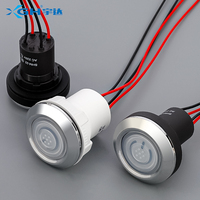Bouton d'allumage de cuisinière noir 22/30MM avec anneau métallique, étanche IP65, résistant à l'huile, 220V 10A LED