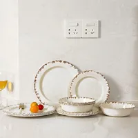 Assiette Rustique Moderne en Mélamine Grande Taille, Qualité Alimentaire, Sans BPA, Durable, Non Toxique, pour Camping et Restaurants Occidentaux