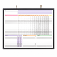 Tableau blanc magnétique en alliage d'aluminium doré, tableau effaçable à sec, mural, 45x60cm, calendrier de bureau, école pour enfants