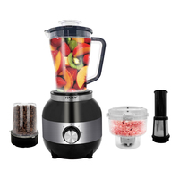 Mixeur Électrique Commercial HALEY, Hachoir à Viande, Extracteur de Jus, Gris Noir, Lame en Acier Inoxydable, 1200W, 1,8L, 3 Vitesses, Fonction Pulse