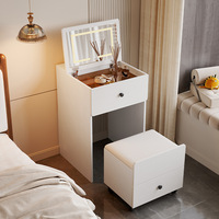 Nouvelle petite coiffeuse minimaliste avec plateau rabattable et armoire de rangement intégrée pour la chambre à coucher