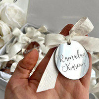 Étiquette miroir acrylique moderne Ramadan Kareem, cadeau personnalisé pour l'Aïd, décoration de table, étiquette Kareem personnalisée pour les célébrations des fêtes