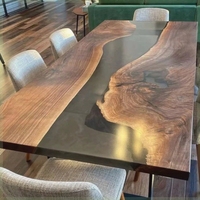 Table de bureau et table basse en bois massif de noyer noir d'Amérique du Nord, résine, style moderne, luxe léger, grande planche personnalisée
