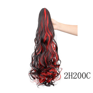 <span class=keywords><strong>Perruque</strong></span> bouclée pour femme, queue de cheval avec grande pince à cheveux, fibre haute température, mèches colorées - Product Image 6