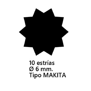 Adattatore Compatibile Makita Rif. 555012 "N" con 10 Scanalature, Diametro 6 mm, per Varie Applicazioni - Product Image 1