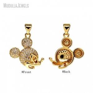 Ciondolo a forma di testa di <span class=keywords><strong>Topolino</strong></span> in Zirconia Cubica Trasparente (CZ) per fai da te, Charms per Crocs, Accessori Placcati Oro, Regalo per Creazione Gioielli - Product Image 2