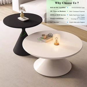 Ensemble de tables basses modernes en céramique, design minimaliste, anti-collision, pour intérieur/extérieur, gain de place, coins arrondis - Product Image 1