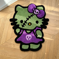 Tapis tufté à la main Hello Kitty, tapis personnalisé en forme de personnage de chat de dessin animé, tapis anime