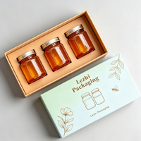 Boîte cadeau personnalisée pour miel, couvercle et base rigides, emballage en deux parties, boîte en carton de luxe avec insert pour bocaux et bouteilles