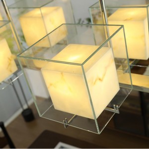 Stone Chandelier 6 <b>Lights</b> Rectangle Glass LED E27 Mounted For Restaurant Bedroom Study Living Room - Product Image 4