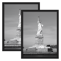 Marco de Fotos de Plástico de 12x16 Pulgadas con Paspartú, Marcos de Fotos Negros para Montar en la Pared, Marco de Fotos en Oferta para Decoración del Hogar