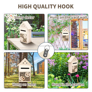 بيت خشبي طبيعي مضاد للماء بيت خشبي للحشرات فندق فراشة بيت نحل للحديقة - Product Image 3