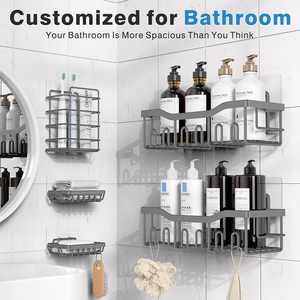 Organizador de Accesorios de Baño y Cocina Negro de China, Estante de Pared 2024, Cesta de Ducha, Almacenamiento Esquinero - Product Image 2