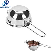 Bol chauffant en acier inoxydable 304 durable sans BPA avec logo personnalisé pour fondre le caramel, le sucre, le beurre, les bonbons, le chocolat avec poignée
