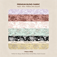 Tissu jacquard de luxe en mélange de rayonne, laine et soie de mûrier pour Abaya, robe musulmane, haute couture