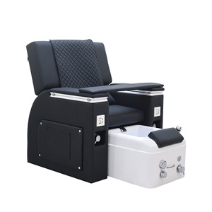 Fauteuil de pédicure en cuir noir, canapé de massage électrique avec bain de pieds, interface USB, mobilier de salon et spa - Product Image 1