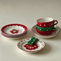 Assiettes de Noël en porcelaine à motif baies d'hiver, compatibles lave-vaisselle, vaisselle OEM, vente en gros en vrac pour l'Amérique du Nord