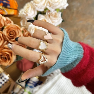 Thiết Kế Mới Vô Hình Thiết Lập Ngọc Trai Nước Ngọt Hình Trái Tim Nhẫn Xung Quanh Đầy Đủ Zircon Đá Quý Thả Dầu Trái Tim Đồ Trang Sức Nhẫn <span class=keywords><strong>Set</strong></span> Phụ Nữ - Product Image 5