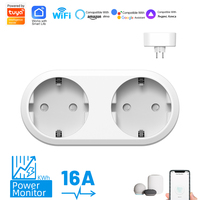 SIXWGH Tuya 16A WiFi pour prise murale intelligente 220V, prise de minuterie domestique avec moniteur de puissance, compatible avec Google Home, Alexa, Alice, 2 prises AC