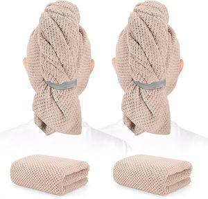 Toalla de microfibra ecológica tejida para el cabello, personalizada, súper suave, absorbente, de secado rápido, control de encrespamiento, con correa elástica para mujer - Product Image 1