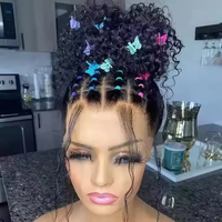 Perruques tressées sans colle en gros, en cheveux humains vierges naturels bruts, avec dentelle frontale transparente HD 360, perruques tressées complètes en dentelle pour femmes noires