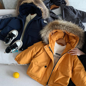 <span class=keywords><strong>Parka</strong></span> d'hiver pour enfants de style coréen avec col en fourrure véritable, doublure en polaire, veste en coton épaisse, garçons et filles, tendance et chaude - Product Image 2
