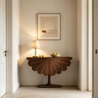 Table console moderne en bois massif avec base sur pieds, garantie de 2 ans, meuble de rangement pour salon, durable et facile à nettoyer