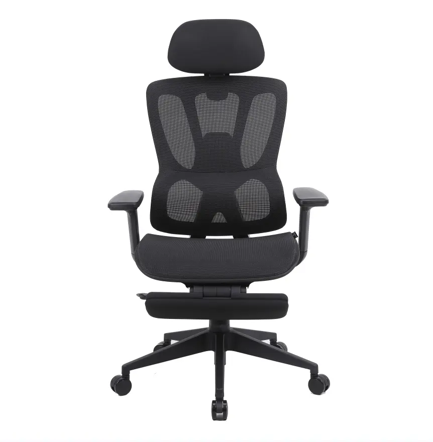 Chaise de direction à dossier haut Chaise de bureau haut de gamme Chaise de bureau ergonomique en maille avec repose-pieds