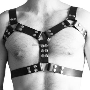 Мужской ремень-бандаж из искусственной кожи в стиле панк с заклепками, универсальный, для ночных клубов, с нагрудным ремнем - Product Image 1