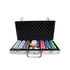 YH Set Chip Poker Dadu ABS, 300 Buah/Set Kualitas Terbaik dengan Kotak Perak Aluminium