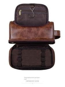 Business Simple PU Leather Portable <b>Men's</b> Neutral Hook High-Grade Waterproof Cosmetic <b>Man</b> <b>Wash</b> <b>Bag</b> - Product Image 4