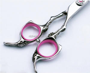 Schoonheid Bloem Gebeeldhouwd Handvat Fancy Stijl Gebogen Huisdier Snijschaar 7.5 "Professionele Japan Stalen Kattenhondenverzorgingsschaar - Product Image 5