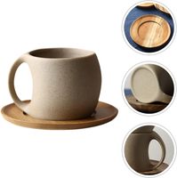 Tasse à café en céramique de style japonais avec soucoupe en bois Tasses à thé au lait en porcelaine nordique en vrac