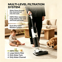 Aspirateur à main sans fil intelligent, rechargeable, pour sols humides et secs, moteur sans balais, aspiration 170W, autonomie 45 min, filtration HEPA, LED, pour voiture