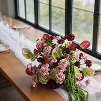 Centre de table en cascade de fausses fleurs, boule florale bordeaux et rose, arrangement floral pour mariage, banquet, fête, décoration de la maison