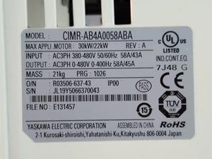 A1000 CIMR-AB4A0058ABA ไดรฟ์ปรับความถี่ VFD ไดรฟ์ AC ปรับความเร็วได้ สำหรับควบคุมมอเตอร์อุตสาหกรรม 3 เฟส - Product Image 6