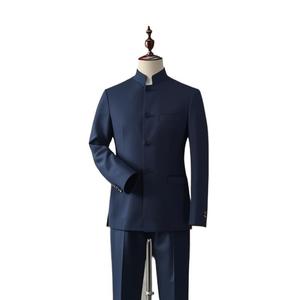Nouveau costume <span class=keywords><strong>de</strong></span> style chinois pour homme, col vertical, coupe ajustée, Zhongshan, tenue <span class=keywords><strong>de</strong></span> scène, vêtements pour jeunes, ensemble deux pièces - Product Image 1
