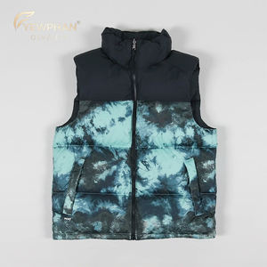 Gilet matelassé à capuche décontracté pour homme avec logo personnalisé, imprimé tie-dye, <span class=keywords><strong>sans</strong></span> <span class=keywords><strong>manches</strong></span>, veste en duvet, chapeau amovible - Product Image 3