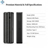 Q70V 2026 Nouvelle Tendance Enregistreur Vocal 350H avec Dos Magnétique et Trou pour Lanière |   3000mAh, Type-C pour Q4 Business & Security