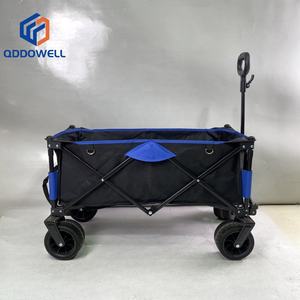ブラックブルーカート4WD折りたたみ可能ビーチカートサンドタイヤカップホルダーポータブル屋外カート折りたたみ金属キャンプワゴン - Product Image 2