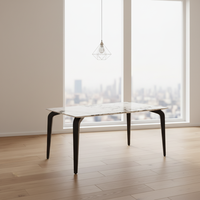 Table à manger moderne et minimaliste avec plateau en marbre stable, 6 places, pieds en bois massif pour appartement et villa, meubles de maison