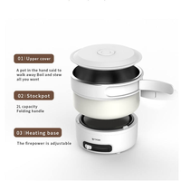 Pot chaud de voyage multi-cuiseur électrique pliable de poche 2L le plus vendu pour un usage domestique.
