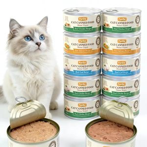 FurZo 85g Mousse Aliment Humide <span class=keywords><strong>pour</strong></span> Chat en Boîte, Pâtée Premium aux Saveurs Poulet, Bœuf, Poisson, Canard, Étiquettes Personnalisables, Alimentation Complète <span class=keywords><strong>pour</strong></span> Chat - Product Image 1