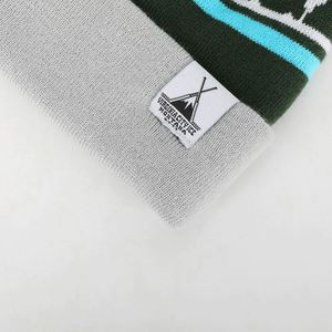 Oem Custom Unisex Acrylic High Quality Winter <b>Hat</b> Warm Ski Cap Jacquard Fisherman Pom Pom Knitted Beanie With Woven Label Logo - Product Image 4
