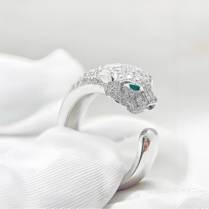 Anello con testa di leopardo in argento Sterling Kajia S925 anello con testa di leopardo di lusso All-Match alla moda personalizzato per l'indice della ragazza - Product Image 1