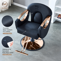 Fauteuil de Barbier Tendance et Populaire sur Internet, Chaise de Coiffure Pivotante et Inclinable pour Salon de Coiffure, Design Moderne en Acier Inoxydable