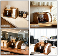 Support de rangement en bois d'acacia de haute qualité pour bar à café, organisateur de station de préparation pour cafetière à filtre
